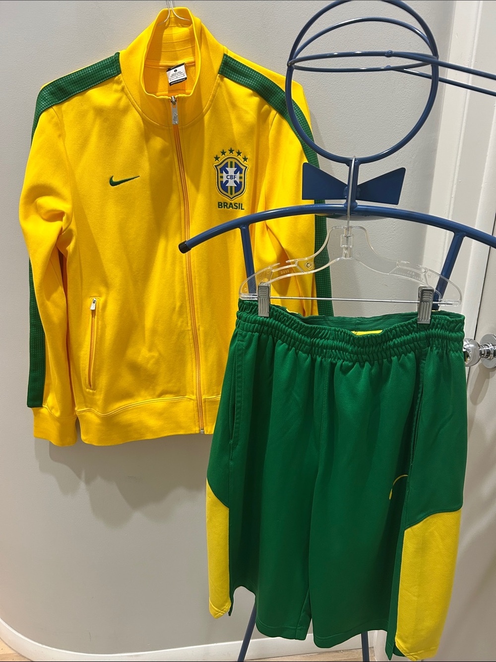 Nike Yellow & Green Brazil Soccer Track Jacket and Shorts